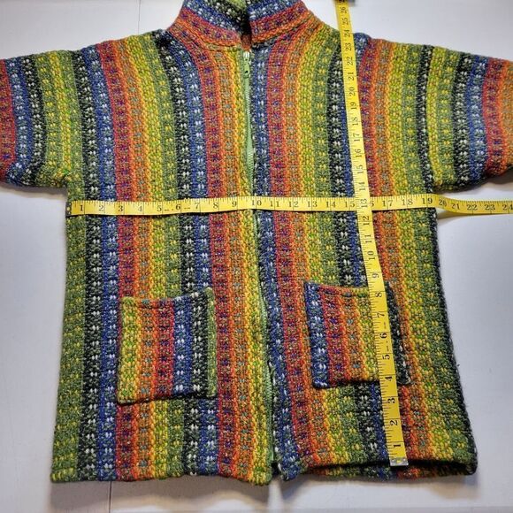 Vintage Hippie Wool Rainbow Woven Knit Full Zip Jacket Unisex 70s? - Picture 9 of 11